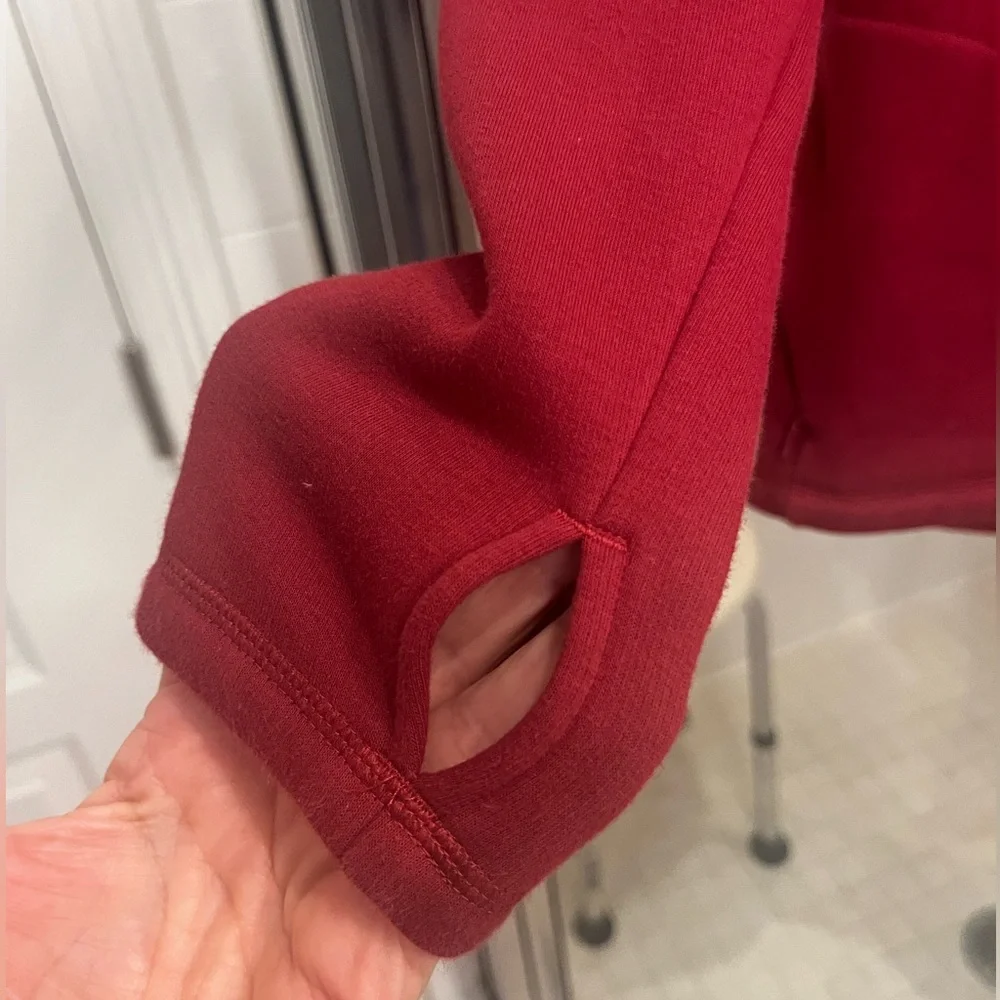 Athleta Coza Karma Asymmetrical Zippered Neck Pullover Sweatshirt Merlot Sz S - Picture 12 of 14